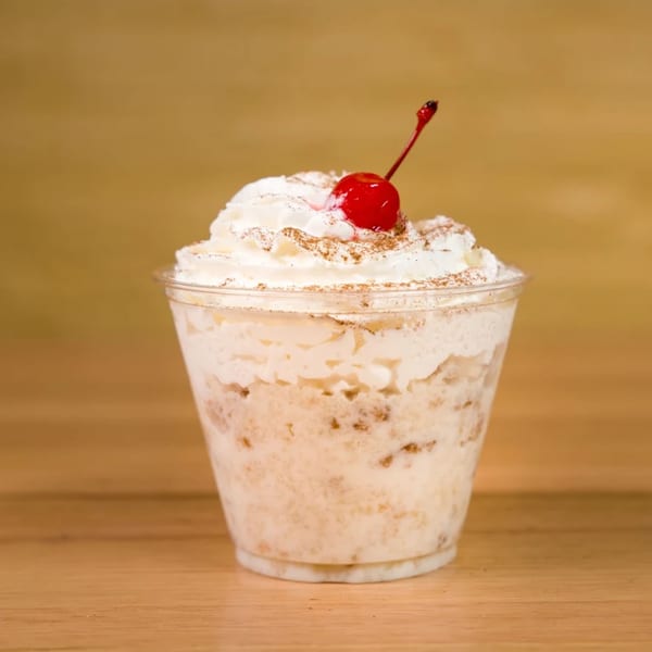 Don Juan Mex Grill's horchata drink with whipped cream, cinnamon, and a cherry on top.