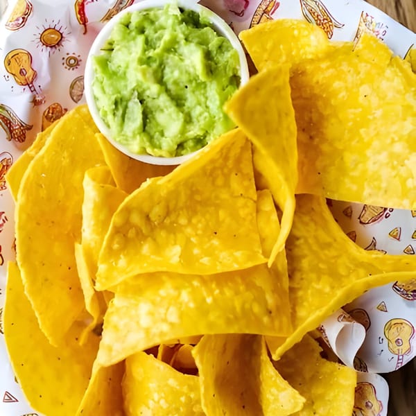 Don Juan Mex Grill's crispy tortilla chips served with a side of fresh guacamole.