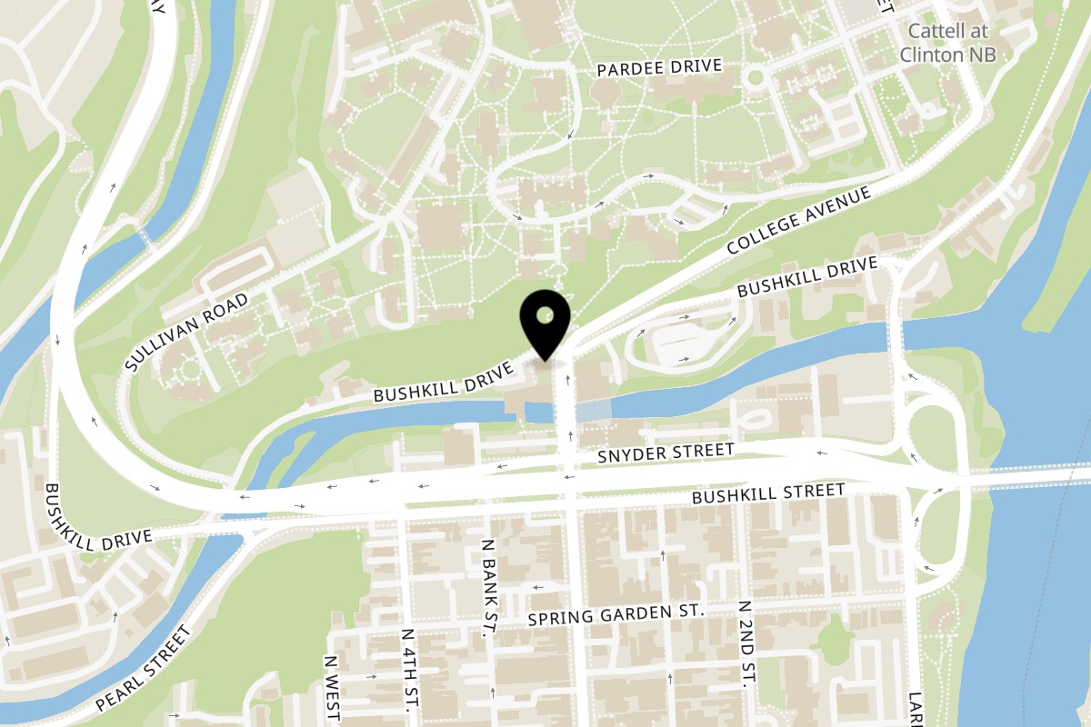Map showing the location of Don Juan Mex Grill Lafayette/College Hill on 300 N 3rd St in Easton